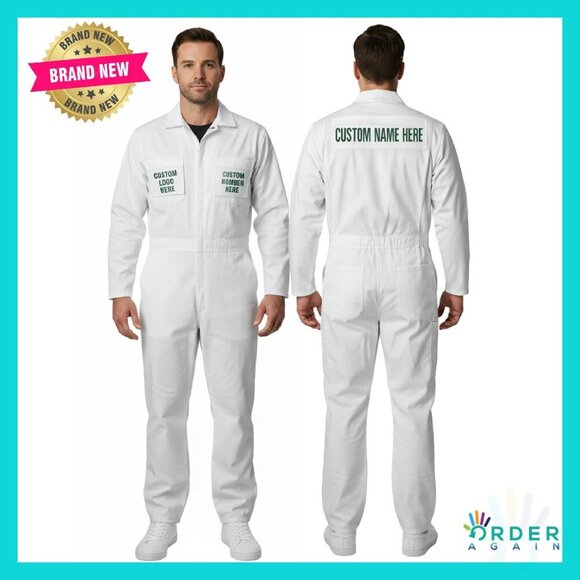 Unisex Long Sleeve Jumpsuit Customizable Patches Classic Fit Polycotton Blend